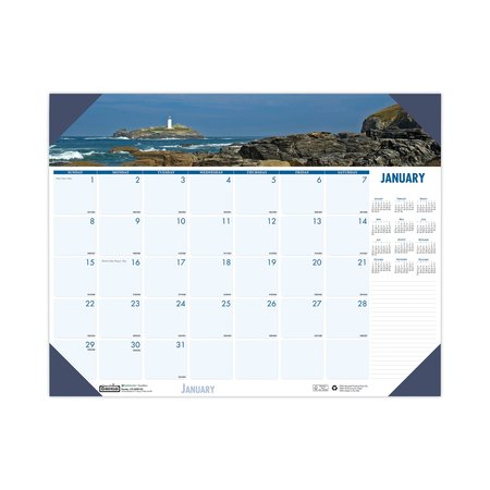 HOUSE OF DOOLITTLE Earthscapes Recycled Monthly Desk Pad Calendar, Coastlines Photos, 22x17, 12-Month (Jan-Dec): 2022 178